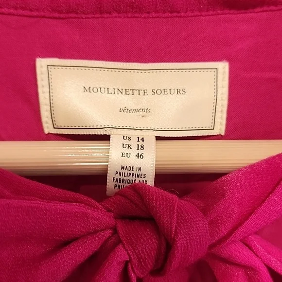 P.5 Anthropologie Gina Keyhole Moulinette Soeurs Bright Pink  Dress Size 14 - Picture 3 of 6